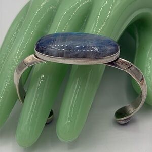 Kyanite and Amethyst Cuff Bracelet Set in Sterling Silver